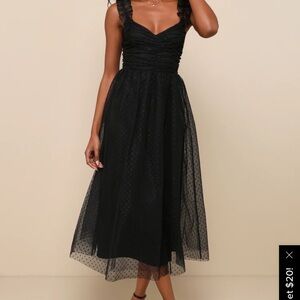 Lulu's Black Polka Dot Midi Dress